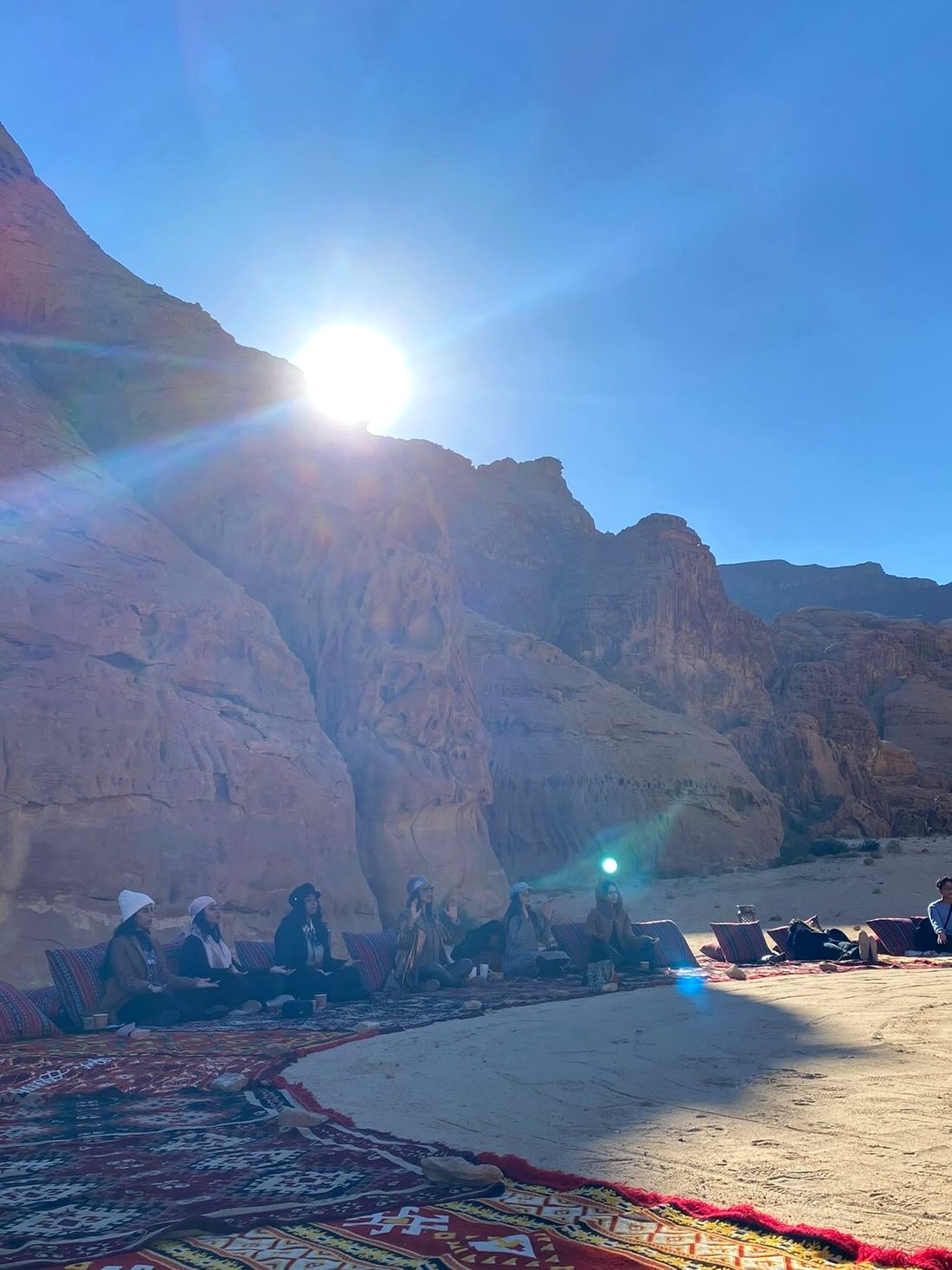 Meditation gathering in AlUla canyon